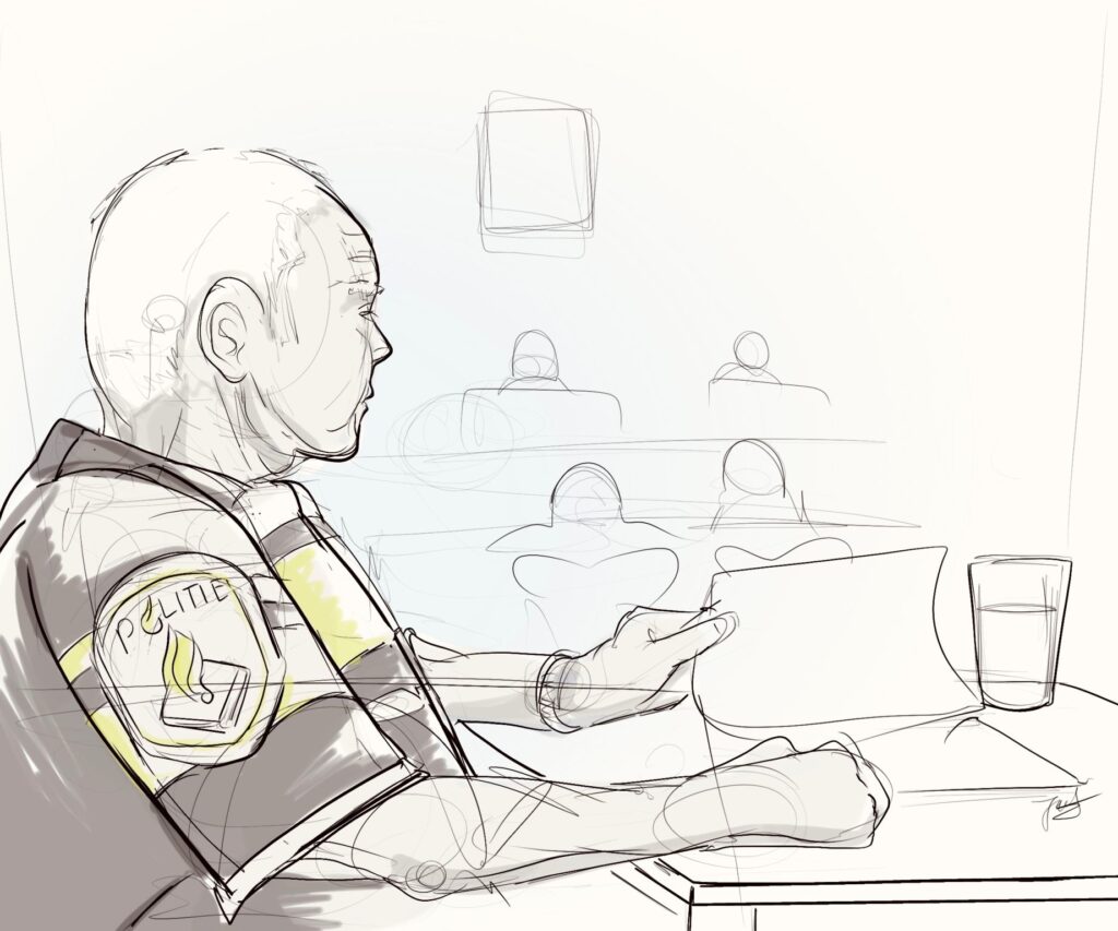  rauwe politie rechtszaak illustraties.